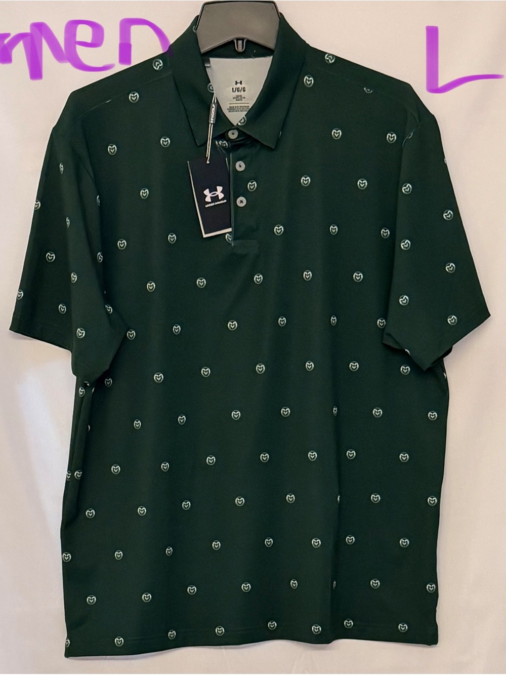 Under Armour Dark Green Polo with Micro Heart Motif